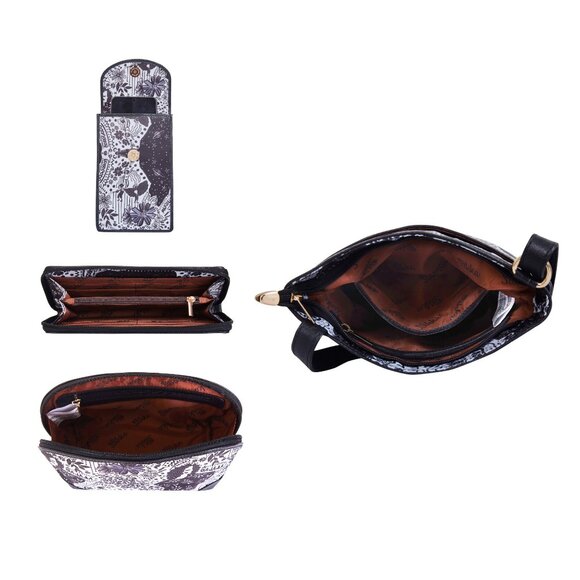 Printed Fabric 4-Pcs Combo– Crossbody Bag, Phone Wallet, Wristlet & Cosmetic Bag - Picture 8 of 9